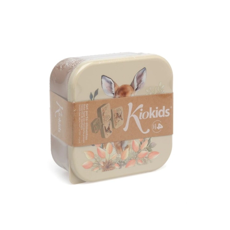 Kiokids Set porta-alimentos 4 unidades ciervo beige