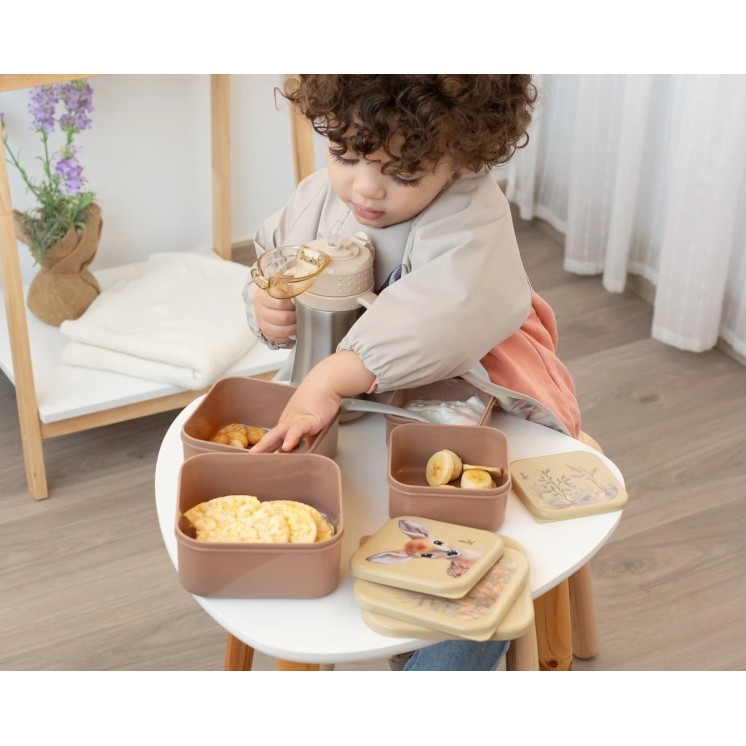 Kiokids Set porta-alimentos 4 unidades ciervo beige