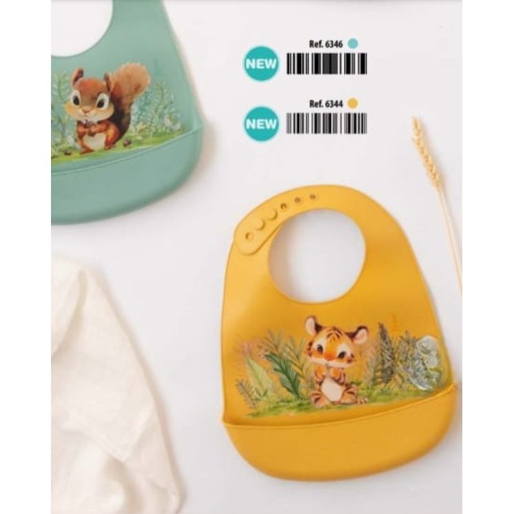 Kiokids Babero blandito silicona oso sage