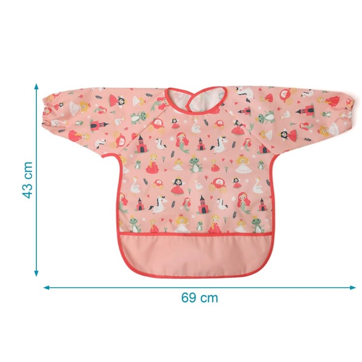 Kiokids Babero impermeable con mangas rosa