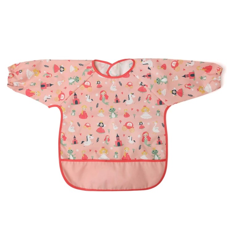Kiokids Babero impermeable con mangas rosa