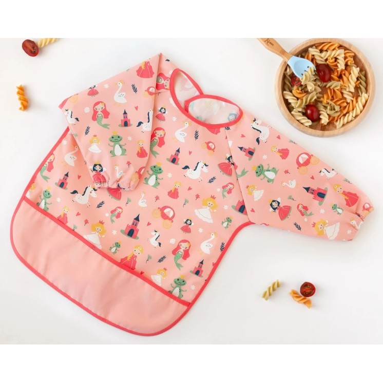 Kiokids Babero impermeable con mangas rosa