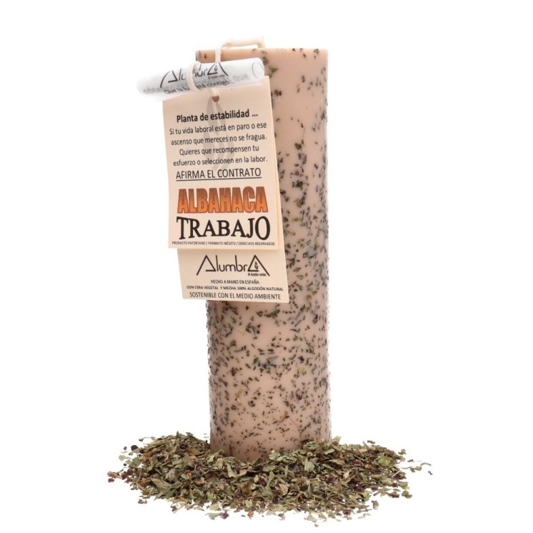 Vela Artesanal con Albahaca - Trabajo