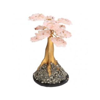 Árbol de Ópalo Rosa Mini con Base de Pirita