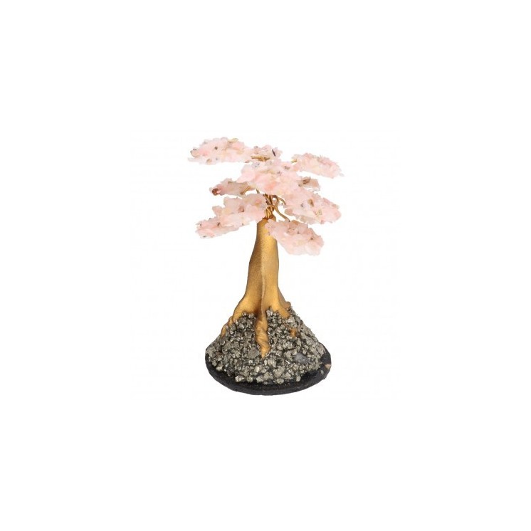 Árbol de Ópalo Rosa Mini con Base de Pirita
