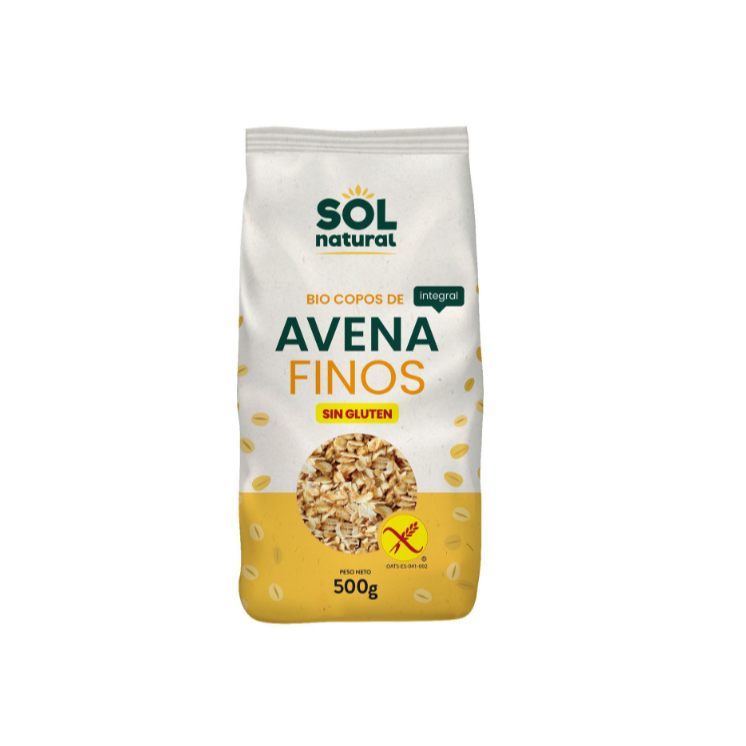 Copos de avena integral finos sin gluten Bio 500 g