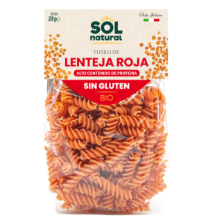 Fusilli de lenteja roja sin gluten Bio