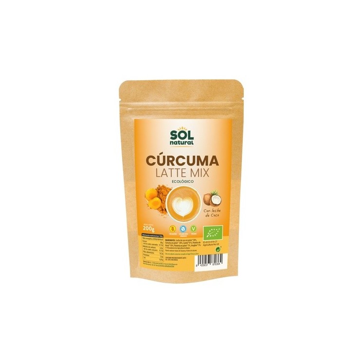 Cúrcuma latte mix con leche de coco Bio sin gluten 200 g de polvo