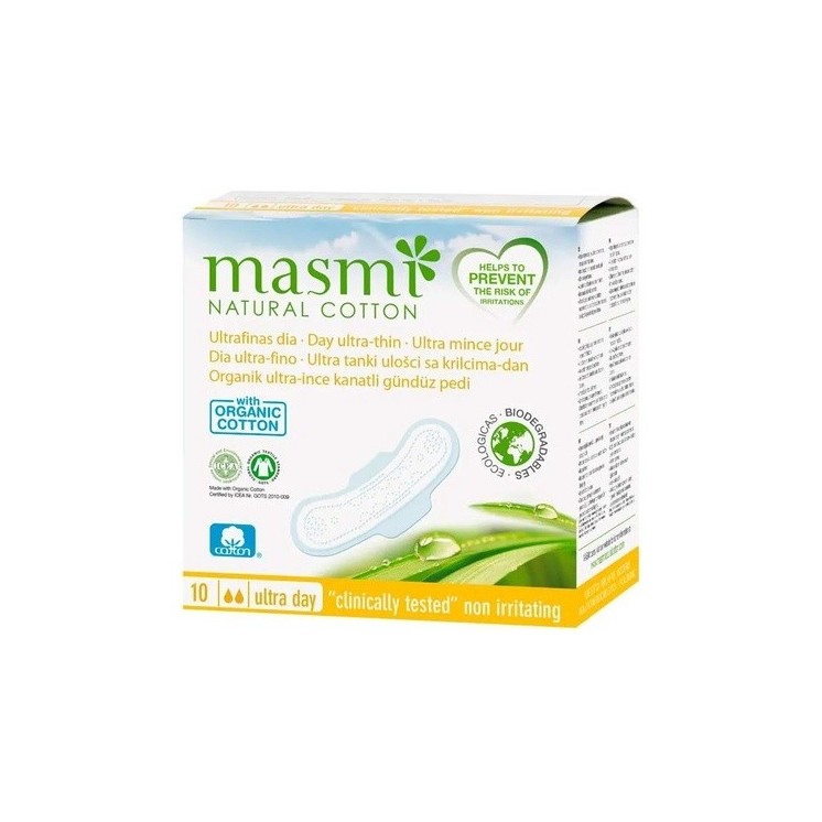 Masmi Natural Cotton Compresas Ultra Dia Alas 10 unidades